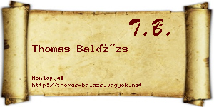 Thomas Balázs névjegykártya