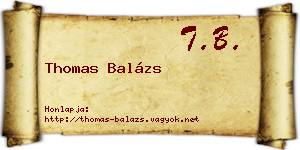 Thomas Balázs névjegykártya